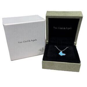 Van Cleef & Arpels - Sweet Alhambra Butterfly Pendant-White Gold/Turquoise